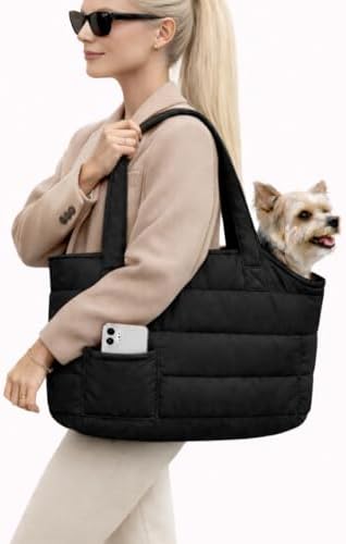 Dog Purse Carrier for Small Dogs, Puffer Dog Bag, Portable Travel Tote Bag for Small Dogs, with Safety Leash & Phone Pocket by Unknown