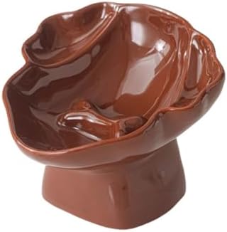 Ceramic Raised Pet Slow Feeder Bowl, Elevated Cat and Dog Slow Feeder, Decorative Standing Doggy Design, Anti-Slip Base, Anti-Vomiting (Brown) by LeServeta