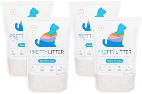 PrettyLitter Health Monitoring Cat Litter, Unscented, 4-Pack, 6 lb. Bags by PrettyLitter