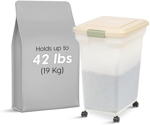 IRIS USA Dog Food Storage Container, Up to 42lbs, Almond/Pearl, Made in USA - Image 2