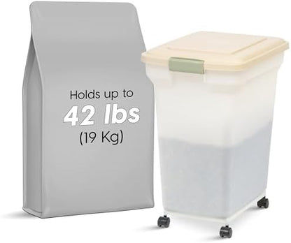 IRIS USA Dog Food Storage Container, Up to 42lbs, Almond/Pearl, Made in USA - Image 2