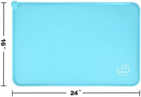 Silicone Waterproof Dog Cat Pet Feeding Mats, Non Slip, Easy Clean Pet Dog Cat Bowl Mats Placemat (24" x 16") Blue - Image 2