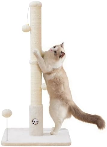 Woochpet Funny Cat Scratching Posts Sturdy Scratcher Posts 33'' Off White by WOOCHPET