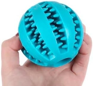 2 Pcs Non-Toxic Rubber Dog Toy Ball, 2.75 inch Durable & Tough Rubber Dog Treat Dispensing Puzzle Ball Chew Toy & IQ Training Toy for Small & Medium Sized Dogs (Torquoise, Pink)