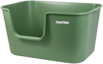 Extra Large Litter Box with High Sides 24.60" Lx16.92 Wx12.99 H,Anti-Splashing Kitty Litter Box,Tool-Free Assembly,Multi cat Litter Box,Jumbo Litter Box (Green) by TownTime
