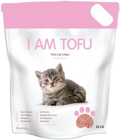 I AM TOFU - Tofu Cat Litter, Low Dust Lightweight Clumping Litter with Odor Control (10 LBS, Honey Peach) by KAMYsZOO