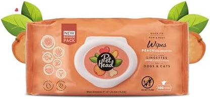 Pet Head Quick Fix Paw and Body Wipes for Cats and Dogs | 100 pack by PETHEAD