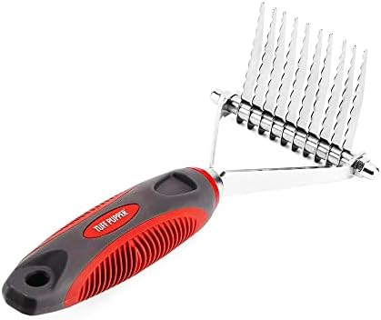 Tuff Pupper Dog Undercoat Rake Tool | Easily & Safely Remove Dead, Matted Or Knotted Hair | Ergonomic Dematting Comb For Thick Coats | Non-Slip Safety Handle Provides Precision Control Against Knots by TuffPupper