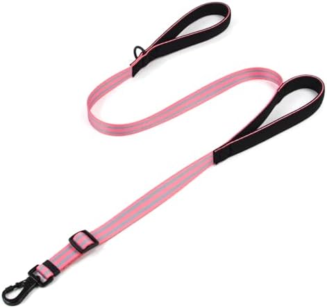 Double Handle 4ft Dog Pink Leash for Large Medium Small Dogs (PG, S) by Tiffpaws