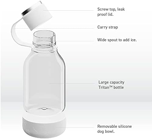 Asobu Buddy Bottle a Stainless Steel Insulated Water Bottle for with Removable Dog Water Bowl and Dog Food and Treat Storage Bowl (White, Tritan 50 oz Water Bottle with Bowl) - Image 4