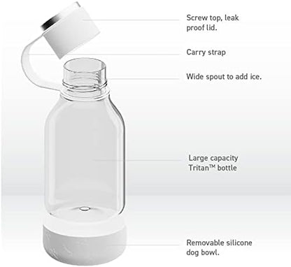 Asobu Buddy Bottle a Stainless Steel Insulated Water Bottle for with Removable Dog Water Bowl and Dog Food and Treat Storage Bowl (White, Tritan 50 oz Water Bottle with Bowl) - Image 4
