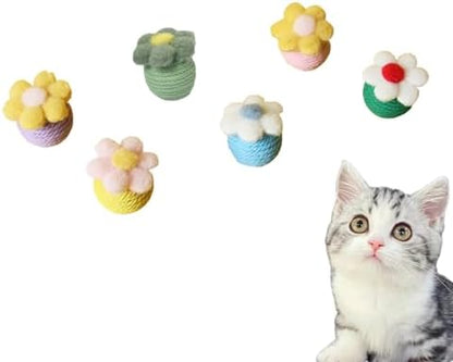 6Pcs Cactus Cat Toy Balls Cotton Rope Pet Scratching Assorted Colored Cat Rope Balls Chew Eco-Friendly Toy Pets Interactive Toy Cat Toys (Assorted Colored, 6pcs) by RORIPOPPU