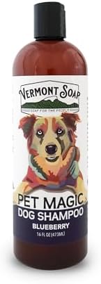 VERMONT SOAP Organic Pet Shampoo, Blueberry Natural Dog Shampoo, 16 oz by VermontSoap