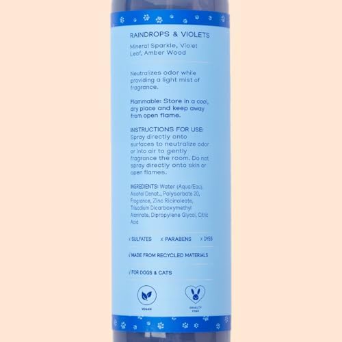 Pet Odor Neutralizing Air and Fabric Spray — Pet-Safe Deodorizer with Zinc Salt — Vegan and Cruelty-Free — Fresh Rain & Wild Violet Scent – Made in USA by Purrfect Paws - Image 4