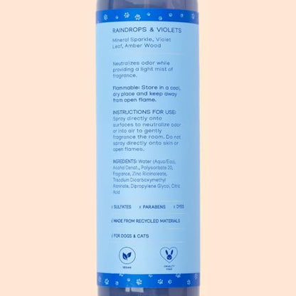 Pet Odor Neutralizing Air and Fabric Spray — Pet-Safe Deodorizer with Zinc Salt — Vegan and Cruelty-Free — Fresh Rain & Wild Violet Scent – Made in USA by Purrfect Paws - Image 4