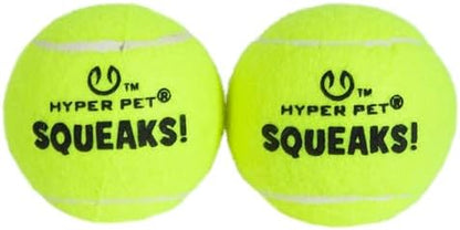 Hyper Pet Squeaks! Tennis Balls Dog Fetch Toys, Medium 2.5 Inch, Pack of 2 by HyperPet