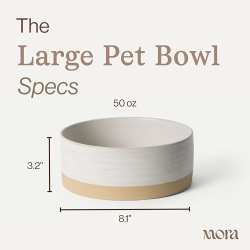 Mora Ceramic Pet Bowl Size Large - Food/Water Dish for Large Dogs, Cats, Great Dane, Mastiff, ect. 50oz or 8 Cups - Basic Bowls for Your Large Dog or Cat, Mix and Match for a Set - Oat - Image 2