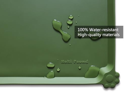 Hoki Found XX-Large Silicone Pet Feeding Mats - Non Slip Cat Dog Bowl Mats - Waterproof for Carpet - Dark Olive - Image 3