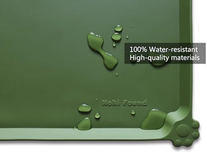 Hoki Found Silicone Pet Food Mat - High-Lips Dog Cat Bowl Placemat - Waterproof, Dark Olive - Image 3