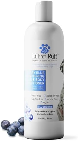Lillian Ruff PRO Formula Berry Blue Brightening Dog Conditioner - Professional Whitening Conditioner Hydrate Dry Skin, Soften, Detangle, Restore Shine - Provitamin B5, USA Made 16oz by LillianRuff