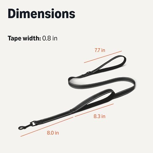 Amazon Basics Dog Leash, 4ft with 2 Comfortable Dual Padded Handles for Traffic Control, Highly Reflective Leashes for Large & Medium Dogs, Night Safety, Easy Snap Hook, Black - Image 5