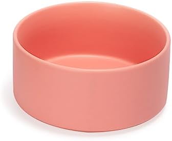 SPUNKYJUNKY 28.7OZ Ceramic Dog and Cat Bowl, Modern Cute Weighted Food Water Bowl for Replacement Pink (1 Pack) by SPUNKYJUNKY