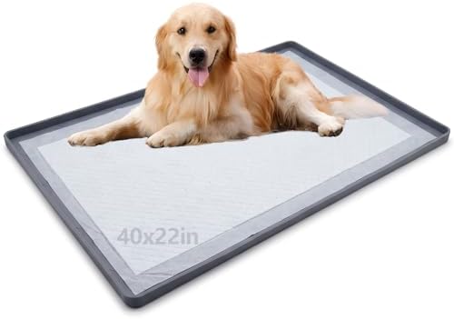 Dog Pee Pad Holder Tray, Silicone Mat 40 x 22 in, Raised Edge by ondware