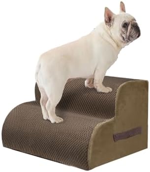 PAWSCRAT 2-Step Pet Stairs for High Beds & Sofas, 11.8''H Dog Stairs, Brown by PAWSCRAT