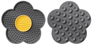 QWINEE Lick Mat for Dogs Cats Flower Shaped Pet Slow Feeder Dog Cat Puppy Bowl Lick Pad for Dog Fun Alternative to Slow Down Eat for Small Medium Large Dogs Grey One-Size by QWINEE