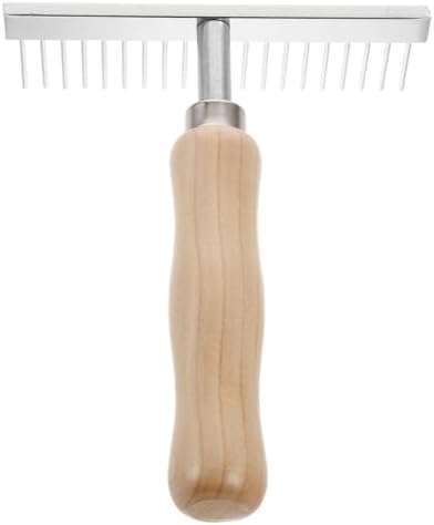Toddmomy Horse Grooming Brush Wooden Handle Dematting Comb Stainless Steel Deshedding Tool for Horses Dogs Cows and Donkeys Ergonomic Grip 4.92 X 3.93 X 1.37 in - Image 3