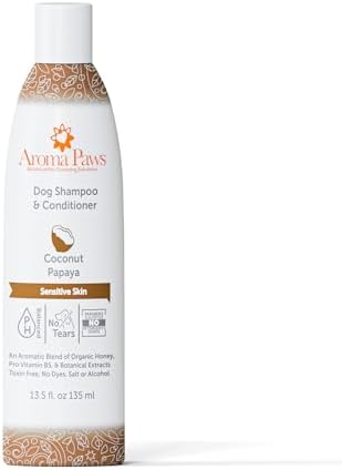 Dog Shampoo and Conditioner - Aromatic Tearless Shampoo for Cleansing, Grooming, and Conditioning Sensitive Skin - Moisturizing Shampoo for Dogs and Puppies - Coconut Papaya 13.5 oz - Image 3