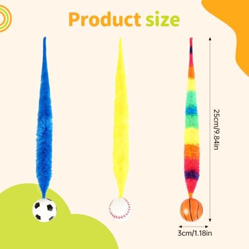 SHENGSEN Bouncy Ball with Tail Cat Toys 3 Pieces - Image 5