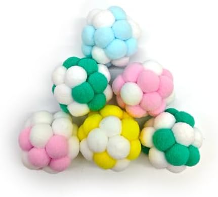 Cat Toy Yarn Ball with Bell Inside, 6Pcs 1.18" Colorful Interactive Kitten Toys for Indoor Cats Play and Kitten Training by Furettico