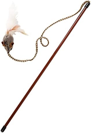 OurPet's Play-N-Squeak Teathered & Feathered Play Wand Cat Toy, for All Breed Sizes by OurPets