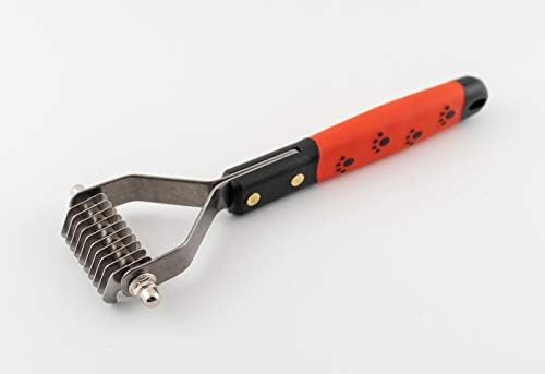 Ryan's Pet Supplies Paw Brothers 10 Blade Medium Dematting Undercoat Rake for Dogs and Cats, Professional Grade, Dog Shedding Brush, Stainless Steel Blades, Rounded Gentle Teeth by ryanspetsupplies