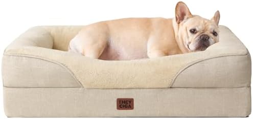 EHEYCIGA Orthopedic Dog Bed for Medium Dog, Memory Foam Dog Couch, Beige by EHEYCIGA