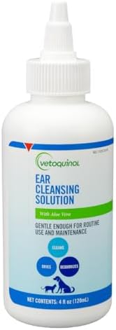 Vetoquinol Ear Cleansing Solution - Gentle Cleaner to Remove Dirt & Debris - Easy-to-Use Drops for Cats & Dogs - Support Clean and Fresh-Smelling Ears - Ideal for Routine Pet Hygiene - 4 Ounces by Vetoquinol