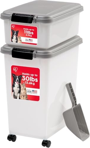 IRIS USA Dog Food Storage Container, Up to 30+11 lbs, Gray/Dark Gray by IRISUSA