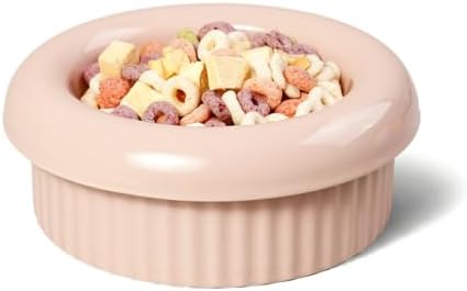 Donut Bowl Elevated Ceramic Cat Bowl with Stand, Raised Whisker-Friendly Bowl for Cats & Small Dogs, Patented Donut Design, Made in Korea (2.8" H -Pink) by BOWLBOWL