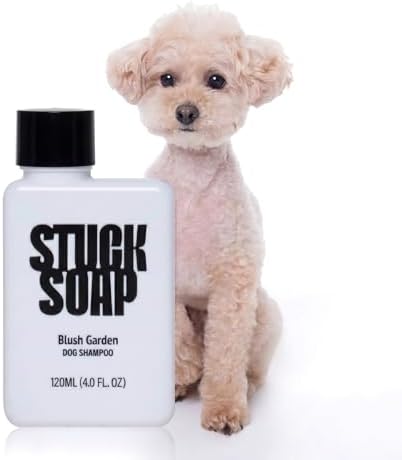 Travel Size Dog Shampoo 120ml for Sensitive Skin – Jeju Camellia & Centella Asiatica, pH 5.5-6.5, Allergen-Minimized Peony & Rose Scent, K-Beauty Vegan Formula (Blush Garden) by STUCKSOAP