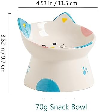 Cute Ceramic Raised Cat Bowls Elevated Design, 15° Tilted FeederProtect Cat's Spine Anti Vomiting Blow for Flat Faced Cats, Kitten Small Dogs,Raise Tilted Cat Food Bowld Pet Dishes(Blue) - Image 6