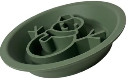 Snowman/Christmas 2-in-1 Silicone Slow Feeder & Licking Mat - BPA Free, Dishwasher Safe, 500ml Capacity, Perfect for Dogs & Cats (Sage Green)