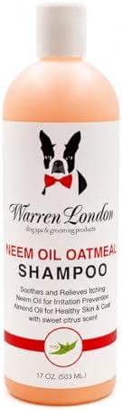 Warren London Neem Oil with Oatmeal Dog Shampoo - Deep Cleansing & Moisturizing for Sensitive Skin - Itch Relief & Odor Control - Made in USA - 17 oz by WarrenLondon