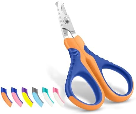 WePet Pet Nail Clippers U07.1, Professional Claw Trimmer, Bended Scissor Special for Cats, Kittens, Dogs, Puppies, Small Animals, Orange/Navy Blue by WePet
