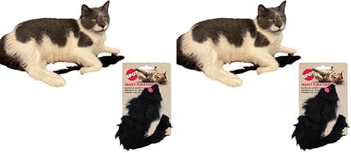 SPOT Shaggy Plush Ferret - Interactive Rattle and Catnip Fuzzy Toy for Indoor Cats and Kittens, Large Size Perfect for Pouncing, Chasing, Hunting, 11 Inches (Pack of 2) by SPOT