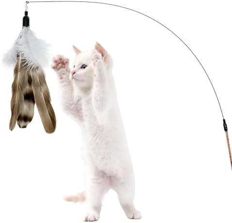 Cat Feather Toys Refills Da Bird Feathers Refills, 8 Pieces Cat Wand Replacement Feathers for Cat Toy, Brown 8PCS - Image 6