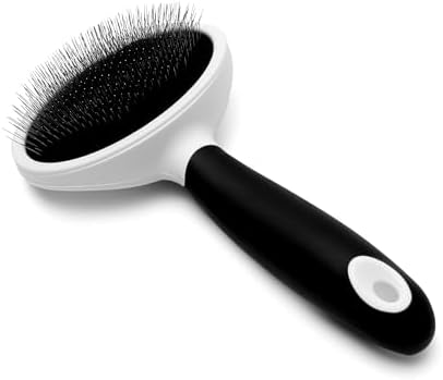 Fuller Brush Slicker Pet Brush - Angled Fine Steel Wires - Ergonomically Designed Rubberized Handle For Comfort & Control - Remove Shedding & Matted Hair - Tool For Grooming Dogs & Cat by FullerBrush