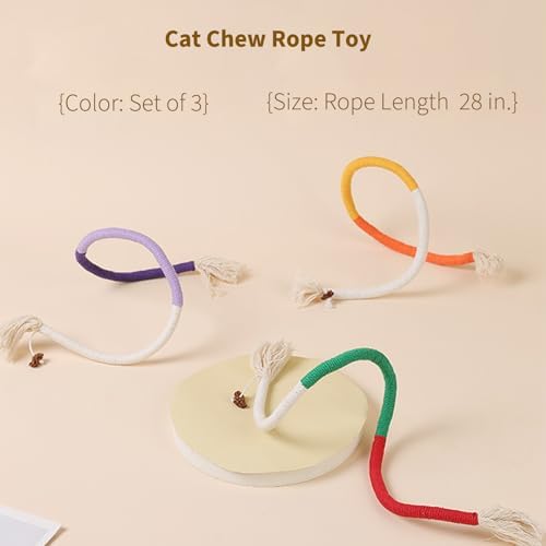 Cat Chew Toys (3-Pack) - 27.5 Inch Refillable Catnip Rope Toys for Indoor Cats & Kittens, Safe Dental Cleaning & Interactive Toy - Natural Kitty Toys for All Breeds - Image 5