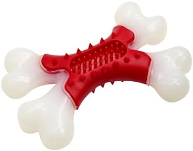 LaRoo Dog Toys for Aggressive Chewers Medium Dogs, Tough Dog Toys, Puppy Teething Chew Toys, Heavy Duty Indestructible Bones, Peanut Butter Slot for Snacks, Meat Flavor & Dental Care (Red)