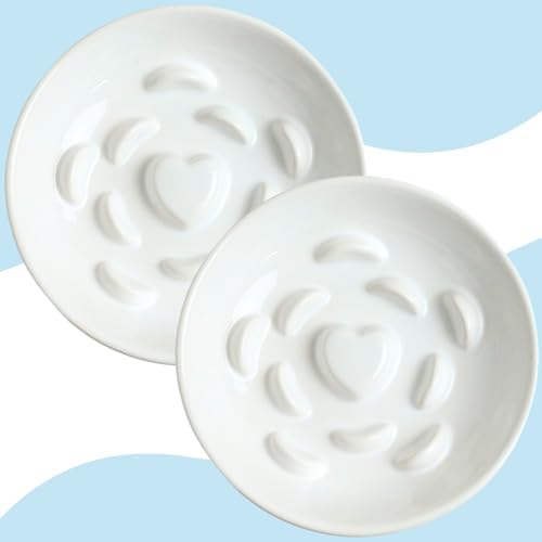 2 Pack Ceramic Slow Feeder Cat Bowl, Raised Puzzle Feeder, Anti Vomiting, Elevated Food Bowl, Whisker Friendly (White) - Image 5